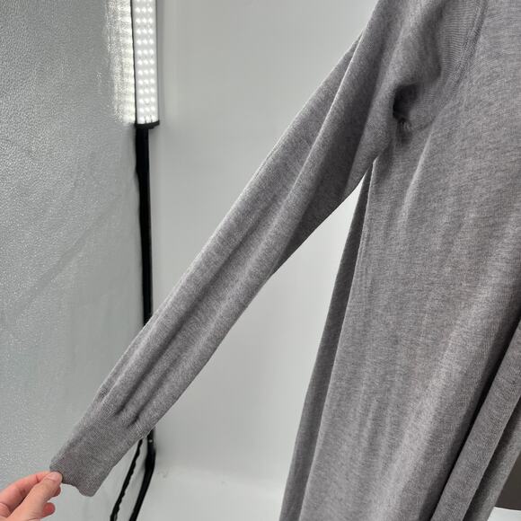 Donna Karan New York Gray Silk Blend High Low Waterfall Cardigan Women Sz XS/S - Picture 7 of 10